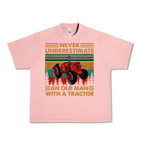 Salmon never underestimate an old man with a tractor retro vintage Urban Heavy Tee - artisFamous