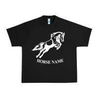 Black Personalised Horse Printed Equestrian Riding Cob Jumping Rider Horse Urban Heavy Tee - artisFamous