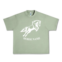 Oil Green Personalised Horse Printed Equestrian Riding Cob Jumping Rider Horse Urban Heavy Tee - artisFamous