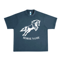Midnight Navy Personalised Horse Printed Equestrian Riding Cob Jumping Rider Horse Urban Heavy Tee - artisFamous