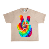 French Oak cool peace hand tie dye t shirt for boys and girls Urban Heavy Tee - artisFamous