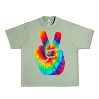Oil Green cool peace hand tie dye t shirt for boys and girls Urban Heavy Tee - artisFamous