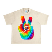 Sandshell cool peace hand tie dye t shirt for boys and girls Urban Heavy Tee - artisFamous