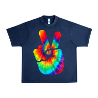 Navy cool peace hand tie dye t shirt for boys and girls Urban Heavy Tee - artisFamous