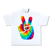 White cool peace hand tie dye t shirt for boys and girls Urban Heavy Tee - artisFamous