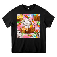 Black Easter Bunny With Hamper Seamless Pattern Heavy Core Tee - BundleAndBundleShop