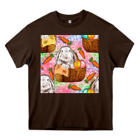 Chocolate Brown Easter Bunny With Hamper Seamless Pattern Heavy Core Tee - BundleAndBundleShop