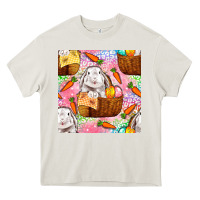 Cream Easter Bunny With Hamper Seamless Pattern Heavy Core Tee - BundleAndBundleShop