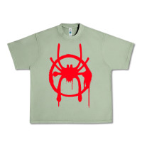 Oil Green spiderverse miles symbol tag t shirt Urban Heavy Tee - artisFamous