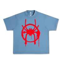 Pebble Blue spiderverse miles symbol tag t shirt Urban Heavy Tee - artisFamous