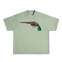 Oil Green Revolver Handgun Urban Heavy Tee - artisFamous
