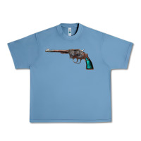 Pebble Blue Revolver Handgun Urban Heavy Tee - artisFamous