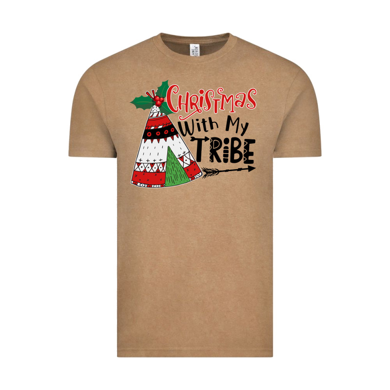 Christmas With My Tribe Boho Vintage Tee by CowhideDigitalArt | Teevron