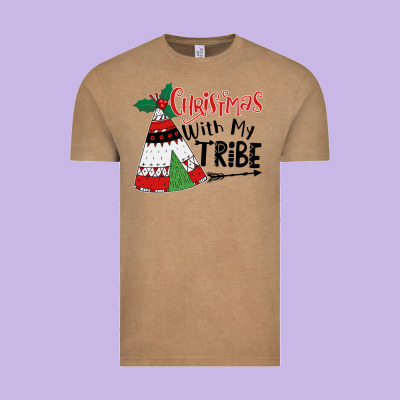 Christmas With My Tribe Boho Vintage Tee Designed By Cowhidedigitalart