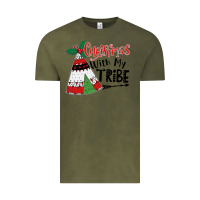 Vintage Olive Christmas with my tribe boho Vintage Tee - CowhideDigitalArt