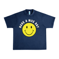 Navy retro   have a nice day   smile happy face Urban Heavy Tee - artisFamous