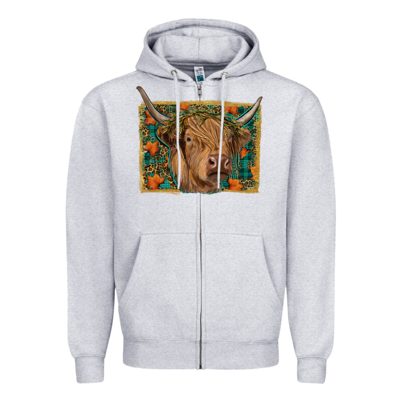 Highland Cow Fall Zipper Hoodie by RanaPortraitStore | Teevron