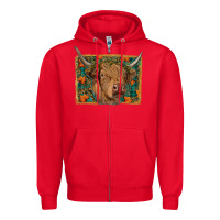 Red highland cow fall Zipper Hoodie - RanaPortraitStore