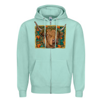Seafoam highland cow fall Zipper Hoodie - RanaPortraitStore