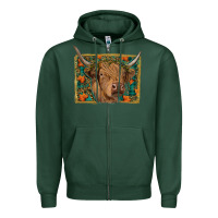 Sports Green highland cow fall Zipper Hoodie - RanaPortraitStore
