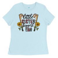 Baby Blue little sister biggest fan Ladies Tee - CowhideDigitalArt