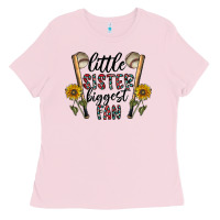 Bubblegum Pink little sister biggest fan Ladies Tee - CowhideDigitalArt