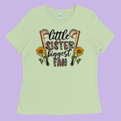 Little Sister Biggest Fan Ladies Tee Designed By Cowhidedigitalart