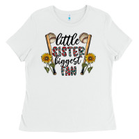 White little sister biggest fan Ladies Tee - CowhideDigitalArt
