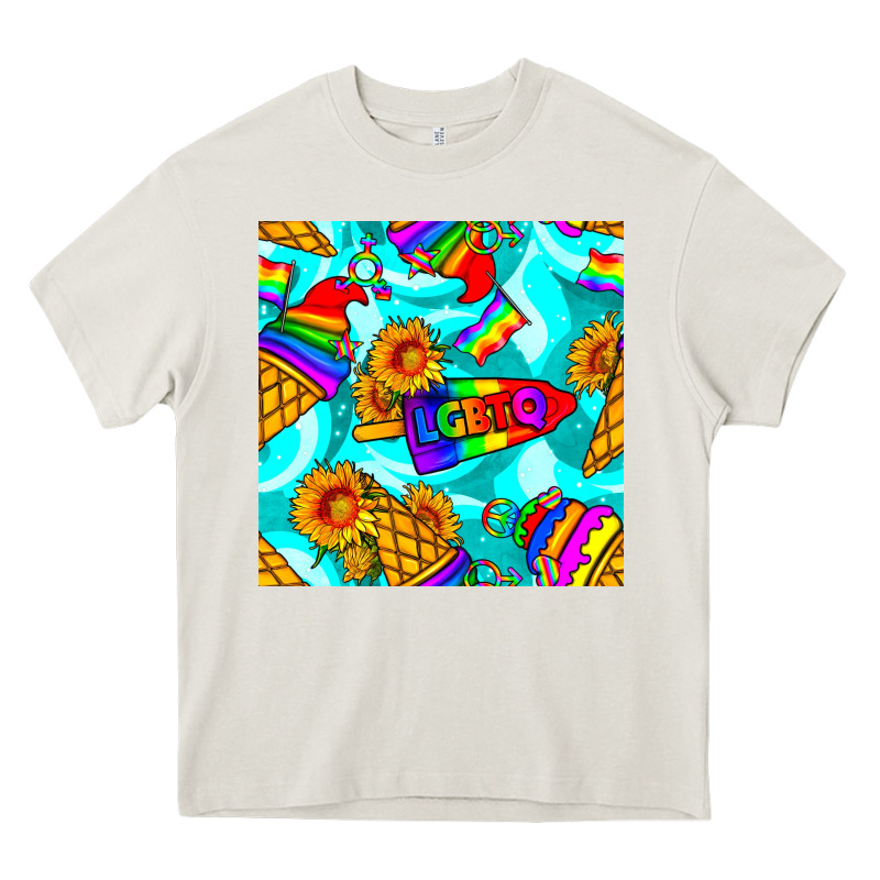 Pride Lgbtq Ice Cream And Sunflowers Seamless Heavy Core Tee by BundleAndBundleShop | Teevron