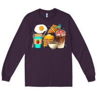 Plum Breakfast Coffee Cups Long Sleeve Tee - Artiststas