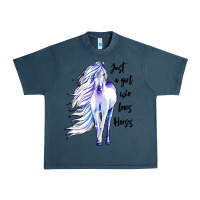 Midnight Navy just a girl who loves horses Urban Heavy Tee - artisFamous