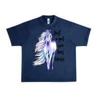 Navy just a girl who loves horses Urban Heavy Tee - artisFamous