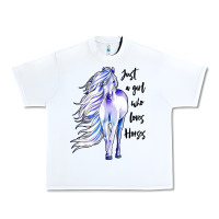 White just a girl who loves horses Urban Heavy Tee - artisFamous