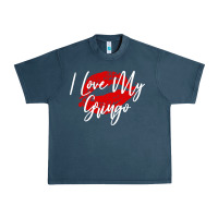 Midnight Navy kiss lips i love my gringo wife girlfriend premium Urban Heavy Tee - artisFamous