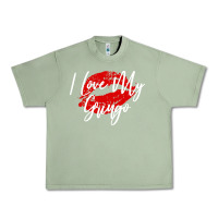 Oil Green kiss lips i love my gringo wife girlfriend premium Urban Heavy Tee - artisFamous