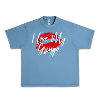 Pebble Blue kiss lips i love my gringo wife girlfriend premium Urban Heavy Tee - artisFamous