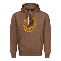 Chestnut brown horse with gemstone and sunflowers Zipper Hoodie - RanaPortraitStore