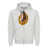 Dove Grey brown horse with gemstone and sunflowers Zipper Hoodie - RanaPortraitStore