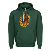 Brown Horse With Gemstone And Sunflowers Zipper Hoodie | Teevron
