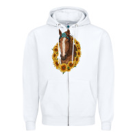 White brown horse with gemstone and sunflowers Zipper Hoodie - RanaPortraitStore