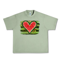 Oil Green Watermelon Heart Urban Heavy Tee - artisFamous