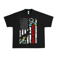 Black mens distressed dinosaur autism dad usa flag Urban Heavy Tee - artisFamous