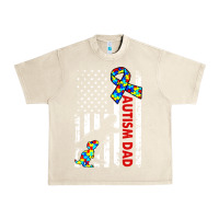 Sandshell mens distressed dinosaur autism dad usa flag Urban Heavy Tee - artisFamous