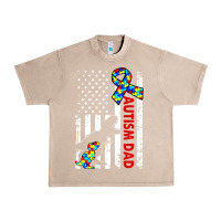 French Oak mens distressed dinosaur autism dad usa flag Urban Heavy Tee - artisFamous