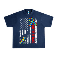 Navy mens distressed dinosaur autism dad usa flag Urban Heavy Tee - artisFamous