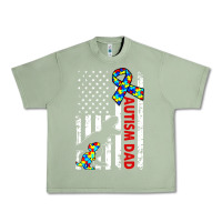 Oil Green mens distressed dinosaur autism dad usa flag Urban Heavy Tee - artisFamous