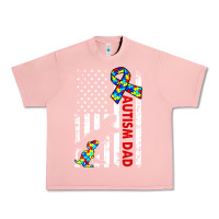 Salmon mens distressed dinosaur autism dad usa flag Urban Heavy Tee - artisFamous