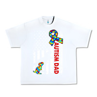 White mens distressed dinosaur autism dad usa flag Urban Heavy Tee - artisFamous