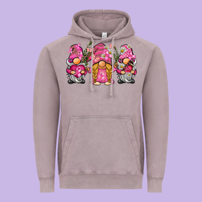 Breast Cancer Gnome Vintage Hoodie Designed By Barkaloodesign