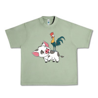 Oil Green hei hei rooster and pig funny cartoon Urban Heavy Tee - artisFamous